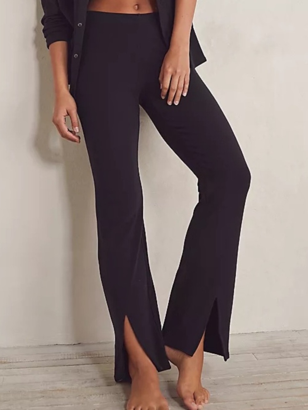 Free People FP Movement Women’s Black Pull On Split Hem Athletic Leggings Pants